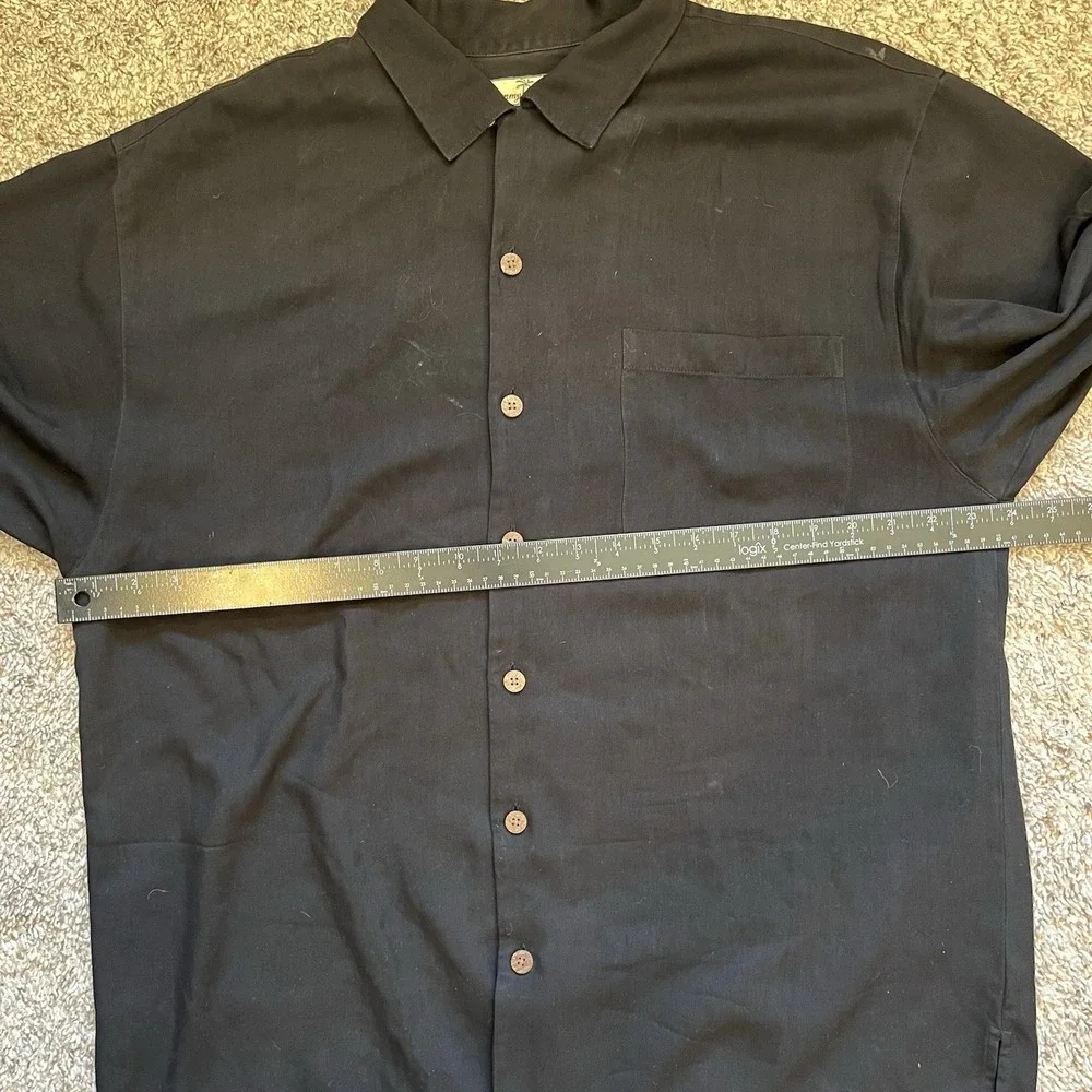 Tommy Bahama Silk Button Up Shirt Men's Large Black Golf "Birdie Watching" - Picture 7 of 10